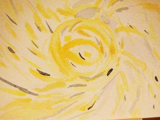 cropped yellow lifeforce swirl artwork by Lorraine Williams